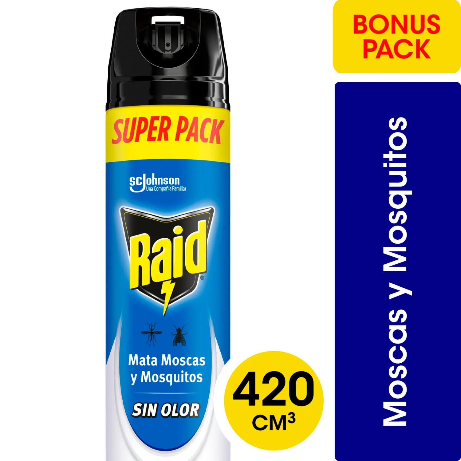 Raid Insecticida x420 Cc. sin Olor Moscas-Mosquios-Zancudos