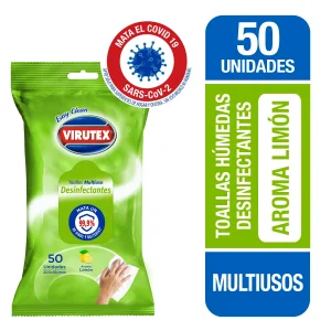 Toallas Desinfectantes Pouch Limón x50 VTX