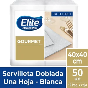 Servilleta Elite Gourmet Doblada Bca. 12 Paq.x50 Uni