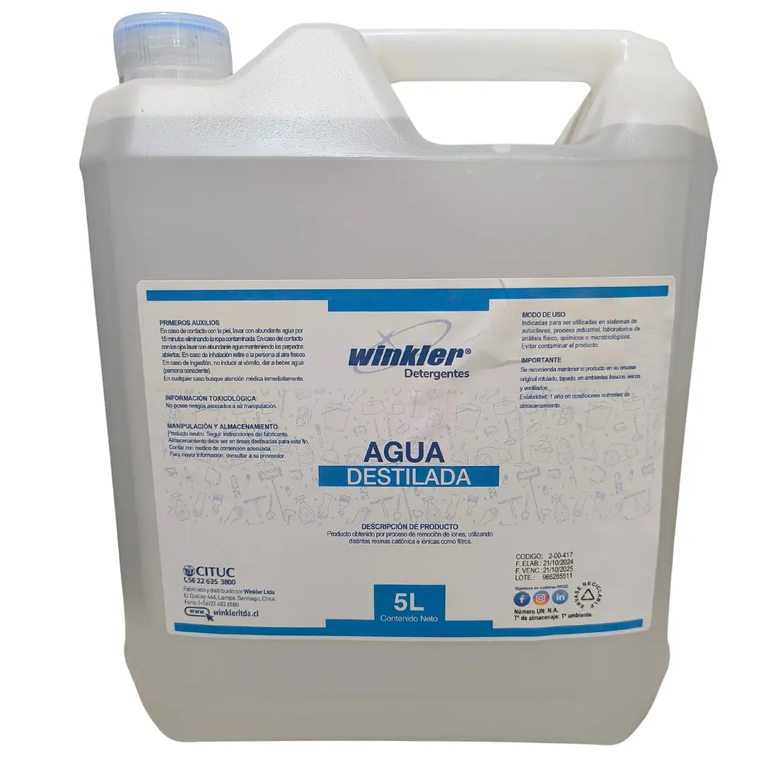 Agua Destilada x5 Lts. Winkler