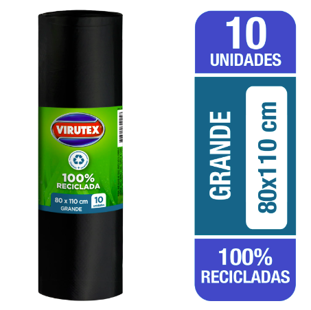 Bolsa Basura Biorollo 80x110 x10 un. Virutex - para Contenedor 90-105 Lts.