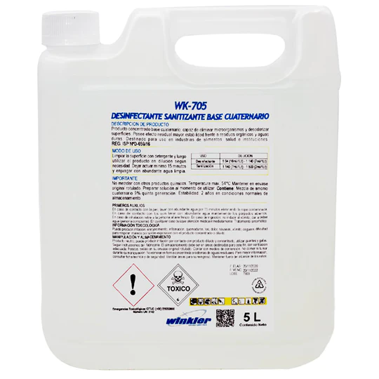 Desinf. Sanitizante Base a. Cuaternario x5 Lts. Wk-705 - Imagen 2