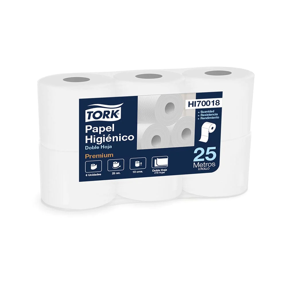Papel Hig. Tork Premium 8 Paq.x6 Rollosx25 Mts. D/H