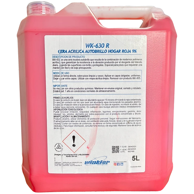Cera Acrilica Autobrillo Roja x5 Lts. Wk-630