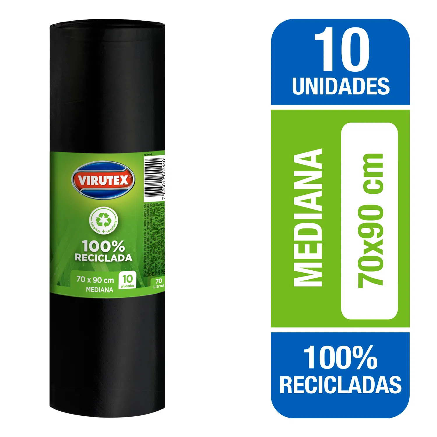 Bolsa Basura Biorollo 70x90 x10 un. Virutex - para Contenedor 50-60 Lts. - Imagen 2