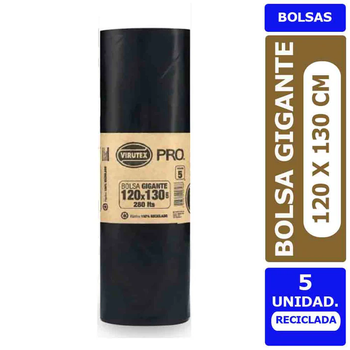 Bolsa Basura Bio Rollo 120x130 x5 Uni Virutex - para Contenedor 240 Lts.
