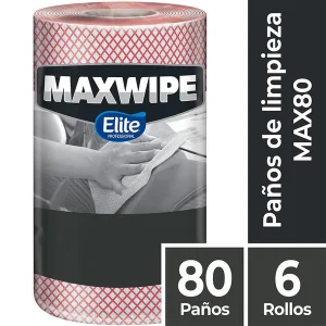 Paño Maxwipe 80 Rojo 6 Rollos x 80 Paños