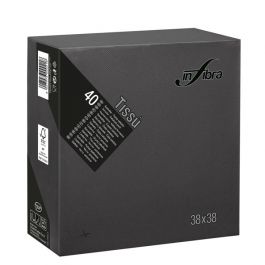 Servilleta Bianca Color Negro 38x38 D/H 12x40 un.
