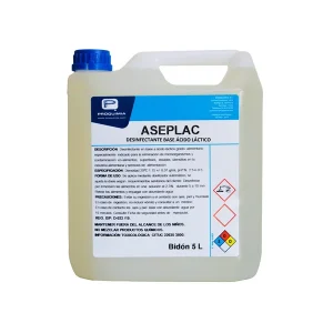 Aseplac x5 Lts. Desinfectante Base Acido Lactico - Desinfectante Superficies-Frutas Verduras - Proquimia
