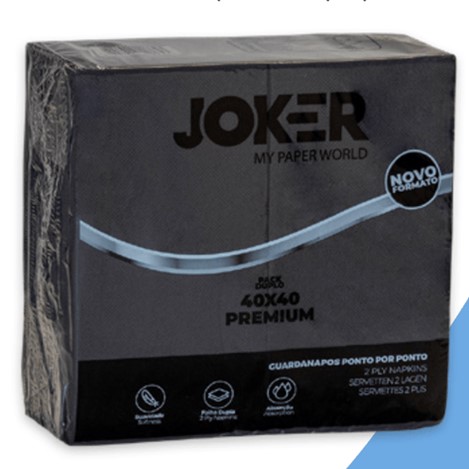 SERVILLETA MANTEL NEGRA JOKER 40x40 DOBLADA 24 PAQ X 50 UN