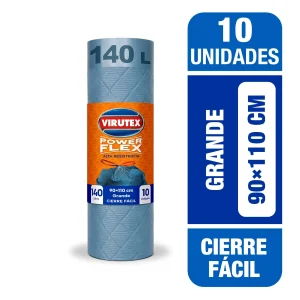 BOLSA BASURA POWER FLEX 90X110 VIRUTEX X10 UN