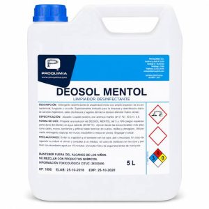 Deosol Mentol x5 Lts. Detergente Desinfectante Alcalino - con Amonio Cuaternario Aroma Mentol - Proquimia